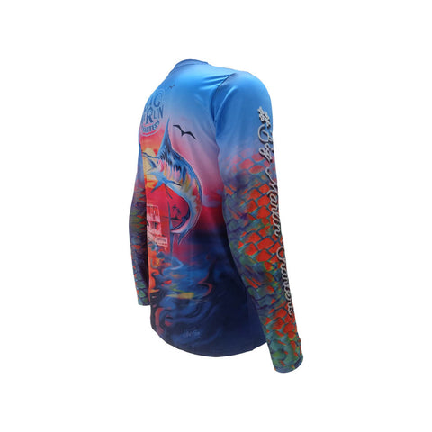 Big Marlin Charters First Mate Azul Men's Long Sleeve Fishing T-Shirt UV UPF 50+ Dry Fit Microfiber Sun Protection Big Marlin Charters First Mate Azul Men's Long Sleeve Fishing T-Shirt UV UPF 50+ Dry Fit Microfiber Sun Protection