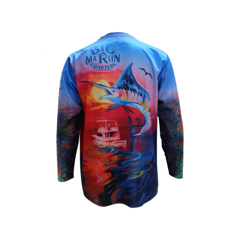 Big Marlin Charters First Mate Azul Men's Long Sleeve Fishing T-Shirt UV UPF 50+ Dry Fit Microfiber Sun Protection Big Marlin Charters First Mate Azul Men's Long Sleeve Fishing T-Shirt UV UPF 50+ Dry Fit Microfiber Sun Protection