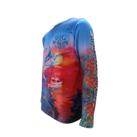 Big Marlin Charters First Mate Azul Men's Long Sleeve Fishing T-Shirt UV UPF 50+ Dry Fit Microfiber Sun Protection Big Marlin Charters First Mate Azul Men's Long Sleeve Fishing T-Shirt UV UPF 50+ Dry Fit Microfiber Sun Protection