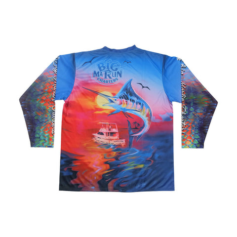 Big Marlin Charters First Mate Azul Men's Long Sleeve Fishing T-Shirt UV UPF 50+ Dry Fit Microfiber Sun Protection Big Marlin Charters First Mate Azul Men's Long Sleeve Fishing T-Shirt UV UPF 50+ Dry Fit Microfiber Sun Protection