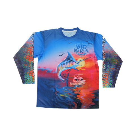 Vexan Fishing Long Sleeve T-Shirt Blue Scales Pattern Large