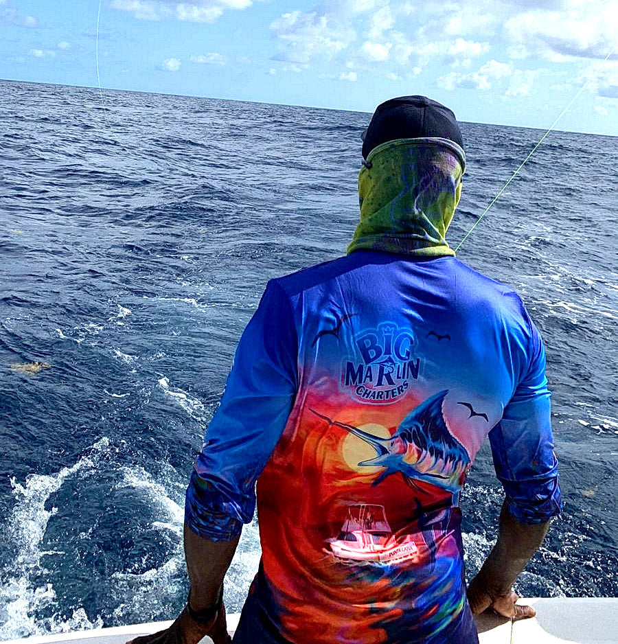 Big Marlin Charters First Mate Azul Men's Long Sleeve Fishing T-Shirt UV  UPF 50+ Dry Fit Microfiber Sun Protection